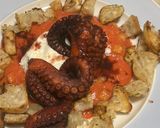 A picture of step 2 of Grilled Octopus on Salmorejo Crostini with Mozzarella Cream.