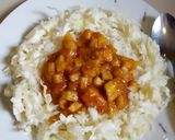 A picture of step 2 of Rice with yam sauce.