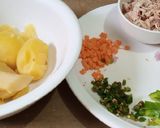 A picture of step 1 of Turkish veggi pide with egg.