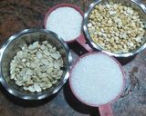 A picture of step 1 of Peanut-Chana-Coconut lai/chikki.