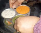 A picture of step 10 of Tiranga Rava Idli.