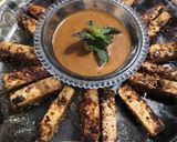 A picture of step 5 of Paneer fingers with peanut sauce.