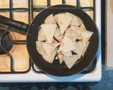 A picture of step 3 of Chilaquiles with Red Sauce.