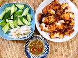 Mực nướng sate bằng nồi chiên không dầu