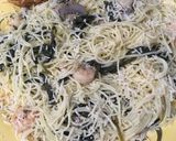 A picture of step 10 of Buttery shrimp scampi in a white wine sauce over angel hair pasta#mycookbook.