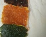 A picture of step 4 of Pinwheel sandwich cum choco-jam pie.