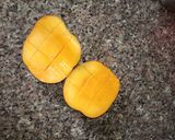 A picture of step 1 of Mango and orange juice.