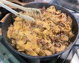 Une image de l'étape 20 de Tagliatelles à la viande séchée, girolles et crème de courgettes.