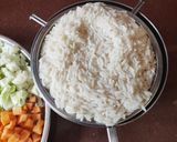 A picture of step 1 of Healthy wheat-rice pullav without onion and garlic.