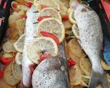 Foto del paso 5 de la receta Anchova y dorada al horno con verduras con almejas a la marinera 🐟
