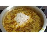 A picture of step 4 of Masur Pulao.