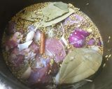 A picture of step 1 of Mutton yakhni polaw potato green piece.