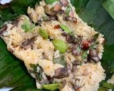 Foto langkah ke 5 dari resep Nasi bakar cumi asin + petai.