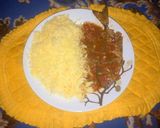 A picture of step 6 of Turmeric rice with fish stew.