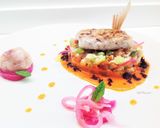 A picture of step 8 of Red Snapper with Panzanella, Red Snapper Sashimi Meatballs, and Acqua Pazza.