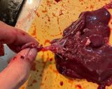 A picture of step 1 of Chicken liver preparation.