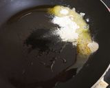A picture of step 2 of Asoka Halwa / Moong Dal halwa.