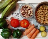 A picture of step 1 of Veggies Peanut Hummus Roti and Bread Wraps & Imli and Banana Chutney.