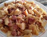 Foto del paso 5 de la receta Revuelto de patatas, york y salchichas