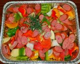 A picture of step 1 of Mike's Peppered Potato Onion Sausage Bake.