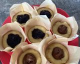 Une image de l'étape 5 de Muffins à la banane, fourrés Chocolat ou Confiture.