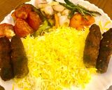 A picture of step 4 of Persian Chelo Kabab with Saffron rice.