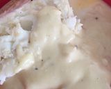 A picture of step 6 of Poached Cod with white sauce.
