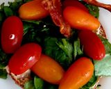 A picture of step 5 of My Crispy Bacon on Wholemeal 🥯 with 🍅 and 🥚 also Spinach.