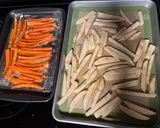A picture of step 2 of Meatloaf Balls w/roasted carrots & potatoes.