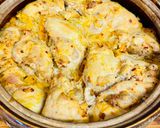 A picture of step 5 of Chicken thighs with rice in the oven.