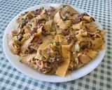 Une image de l'étape 21 de Tagliatelles à la viande séchée, girolles et crème de courgettes.