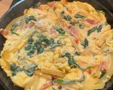 A picture of step 8 of Spanish omelet with spinach and cheese.