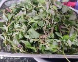A picture of step 2 of Aloo cholai Amaranth.