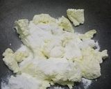 A picture of step 2 of Roohafza Coconut Sandesh.