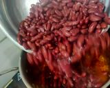 A picture of step 3 of African style Rajma with Nsima and peri peri sauce.