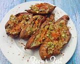 A picture of step 4 of Avocado Salsa stuffed Roasted Sweet Potatoes in 30 minutes.