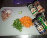A picture of step 1 of Chinese fried rice II.