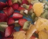 A picture of step 2 of 3 colours Fruit Salad.