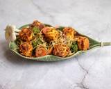 Pea noodle Stir fried with crispy mustard and turmeric tofu recipe step 9 photo