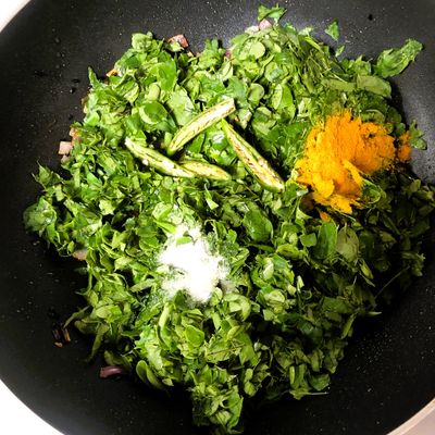 Goan Style Maskachi Bhaji Recipe-Moringa Leaves Stir Fry With Jackfruit Seeds