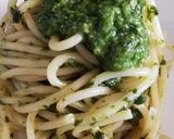 A picture of step 2 of Spaghetti with Genovese Pesto 🌿😋.