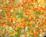 A picture of step 3 of Cajun pork and lentils.