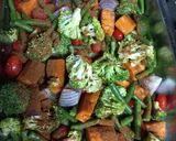 A picture of step 4 of Sheet pan Paprika Chicken and Vegetables.