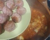 A picture of step 8 of Meatballs with Cuttlefish and Shrimp Tails.
