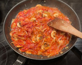 A picture of step 3 of 🍝 Amatriciana, like tomato sauce pasta.