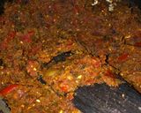 A picture of step 7 of Bharwa karele (bitter gourd).