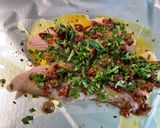 Une image de l'étape 5 de Filets de lieu jaune aux tomates séchées, citron, coriandre et épices.