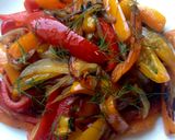 A picture of step 4 of Colorful Fry Pan Peppers and Onions.
