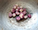 A picture of step 11 of Tamilnadu Thali - rice, sambar, mor kuzhambu, beetroot poriyal, payasam, buttermilk for lunch.