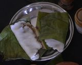 A picture of step 5 of Ela ada / rice steam cake with coconut jaggery filling.